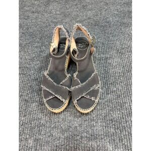 Toni Pons Origens Grey Canvas Frayed Espadrille Wedge Sandals Women